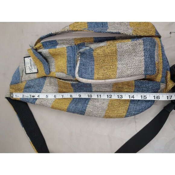 Kamo Unisex Slingbag Crossbody Backpack Multipurpose Lightweight Canvas Striped - Picture 4 of 6